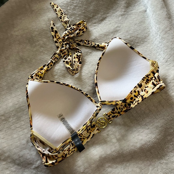 Victoria's Secret Bikini halter top leopard print triangle size small - Picture 3 of 4